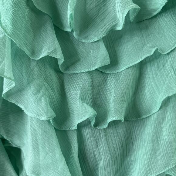 Ralph‎ Lauren Mint Green Top Blue Label SSKIR SP2P 100% Silk Ruffle Sz 12 - Picture 6 of 9